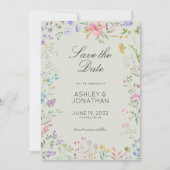 Einfache, zeitlose Wildblume Sage Green Wedding Save The Date (Vorderseite)