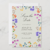 Einfache, zeitlose Wildblume Sage Green Wedding Save The Date (Vorderseite)