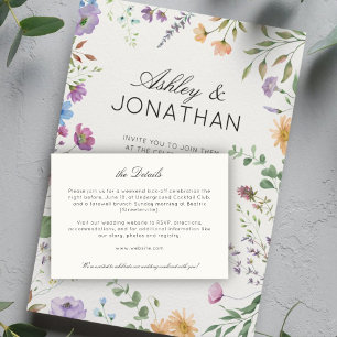 Einfache, zeitlose Wildblume Weiße Hochzeit Begleitkarte