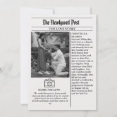 Einfache Zeitungsentstehung gerade geheiratet Einladung (Rückseite)