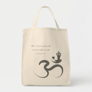 Einfache Zen-Yoga-Om-Silhouette Logo-Bag Tragetasche