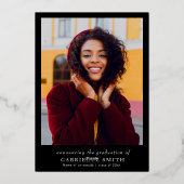 Einfache Zeremonie für den Abschluss von Goldfolie Folieneinladung (Rückseite)