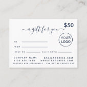 Einfache Zertifizierungskarten für Skriptgeschenke Visitenkarte (Vorderseite)