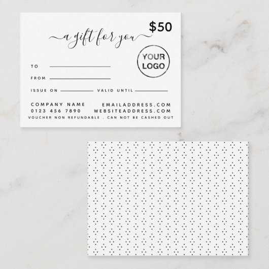 Einfache Zertifizierungskarten für Skriptgeschenke Visitenkarte (Vorne/Hinten)