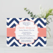 Einfache Zickzack Babydusche oder Brautdusche Einladung (Stehend Vorderseite)