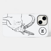 Einfache Ziege, die Schwarz-Weiß-Monogramm Zeichne Case-Mate iPhone Hülle (Rückseite (Horizontal))