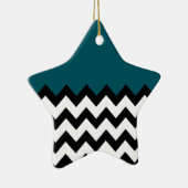 Einfache Zigzag-Linien und dunkelblaues Aquamarine Keramik Ornament (Rechts)