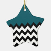 Einfache Zigzag-Linien und dunkelblaues Aquamarine Keramik Ornament (Links)