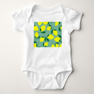 Einfache Zitrone, grüne Hintergrunddrucke. Baby Strampler
