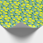 Einfache Zitrone, grüne Hintergrunddrucke. Geschenkpapier (Ecke)