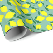 Einfache Zitrone, grüne Hintergrunddrucke. Geschenkpapier (Rolleneckpunkt)