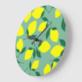 Einfache Zitrone, grüne Hintergrunddrucke. Große Wanduhr (Winkel)