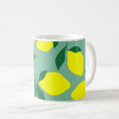 Einfache Zitrone, grüne Hintergrunddrucke. Kaffeetasse (VorderseiteRechts)