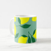 Einfache Zitrone, grüne Hintergrunddrucke. Kaffeetasse (Vorderseite Links)