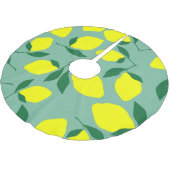 Einfache Zitrone, grüne Hintergrunddrucke. Polyester Weihnachtsbaumdecke (Schrägansicht)