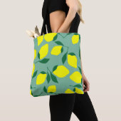 Einfache Zitrone, grüne Hintergrunddrucke. Tasche (Von Nahem)