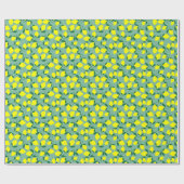 Einfache Zitrone, grüner Hintergrunddruck. Geschenkpapier (Flach)