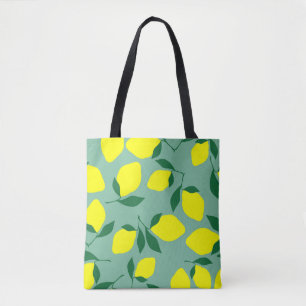Einfache Zitrone, grüner Hintergrunddruck. Tasche