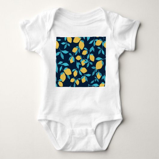 Einfache Zitrusfrüchte: Zitronen auf blau. Baby Strampler (Vorderseite)