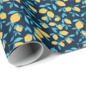 Einfache Zitrusfrüchte: Zitronen auf blau. Geschenkpapier (Rolleneckpunkt)