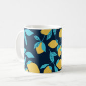 Einfache Zitrusfrüchte: Zitronen auf blau. Kaffeetasse (Vorderseite Links)