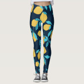 Einfache Zitrusfrüchte: Zitronen auf blau. Leggings (Vorderseite)