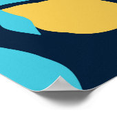 Einfache Zitrusfrüchte: Zitronen auf blau. Poster (Ecke)