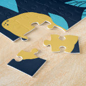 Einfache Zitrusfrüchte: Zitronen auf blau. Puzzle (Seite)