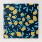 Einfache Zitrusfrüchte: Zitronen auf blau. Puzzle (Horizontal)