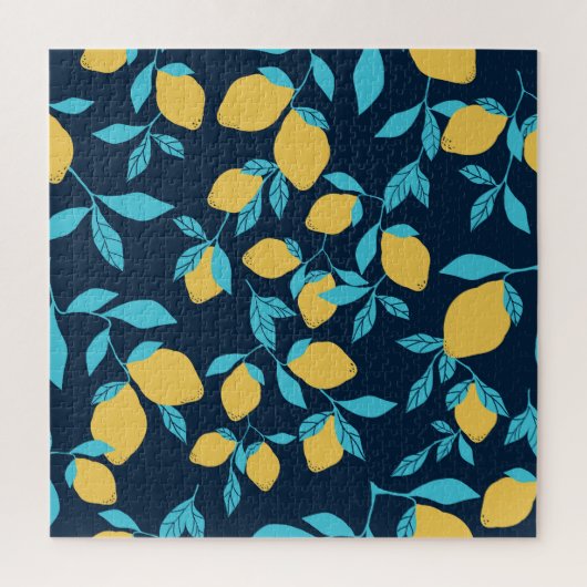 Einfache Zitrusfrüchte: Zitronen auf blau. Puzzle (Vertikal)