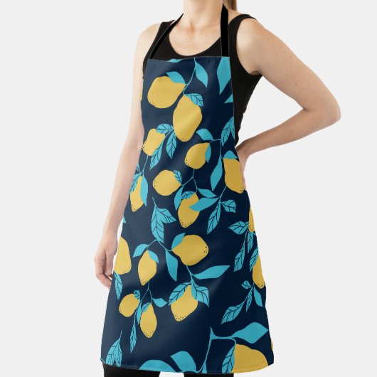 Einfache Zitrusfrüchte: Zitronen auf blau. Schürze (InSitu)