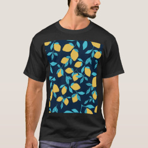 Einfache Zitrusfrüchte: Zitronen auf blau. T-Shirt