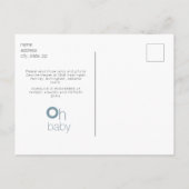 Einfache Zoom Virtual Blue Swash Oh Baby Dusche Ankündigungspostkarte (Rückseite)