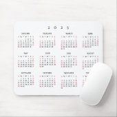 Einfache Zuhause Office 2025 Volljähriger Kalender Mousepad (Mit Mouse)