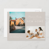 Einfache Zwei-Familien-Foto Neue Zuhause Moving|Ta Ankündigungspostkarte (Vorne/Hinten)
