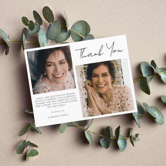 Einfache Zwei-Foto-Beileid-Beerdigung Danke Postkarte