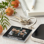 Einfache Zwei-Foto Collage Bester Vater je Schlüsselanhänger (Vorderseite rechts)