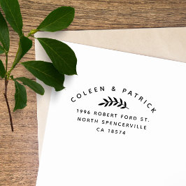 Einfache zwei Namen Elegante botanische Rücksendea Gummistempel