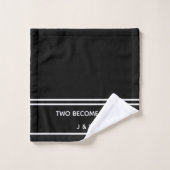 Einfache Zwei werden eine Schwarz-Weiß-Monogramm Badhandtuch Set (Waschlappen)