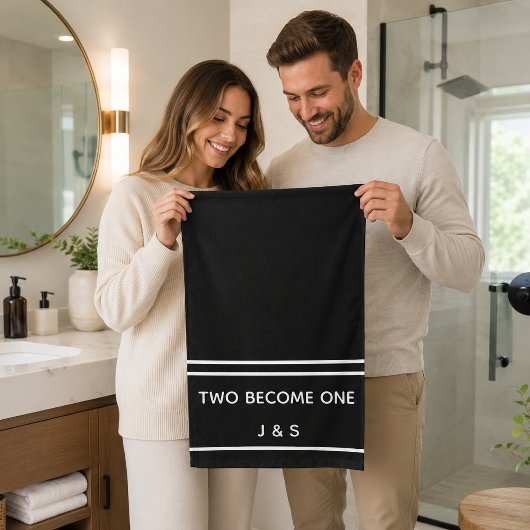 Einfache Zwei werden eine Schwarz-Weiß-Monogramm Badhandtuch Set