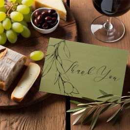 Einfache Zweigniederlassung aus Olive Green Olive Dankeskarte