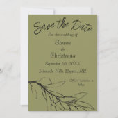 Einfache Zweigniederlassung aus Olive Green Olive Save The Date (Vorderseite)