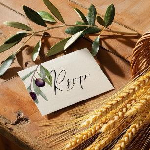 Einfache Zweigniederlassung aus schwarzem Olive - RSVP Karte
