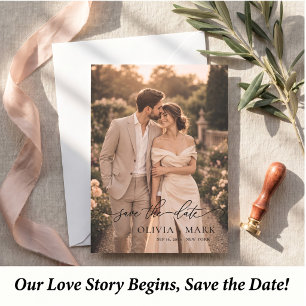 Einfache zweiseitige Fotos  moderne Schrift  elega Save The Date