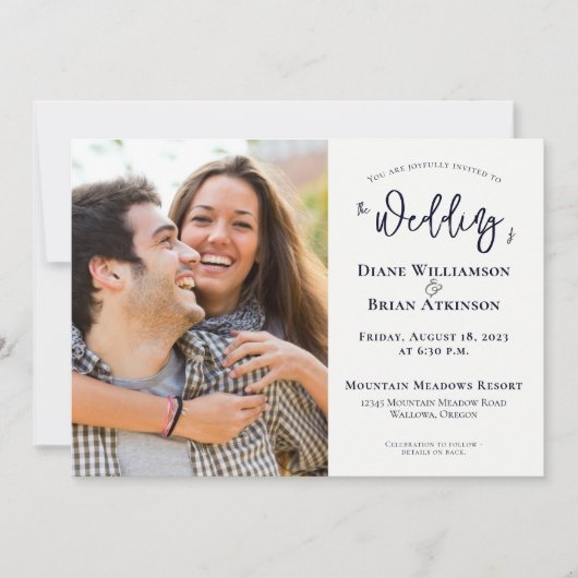 Einfache Zweite Foto-Ehe in einer Hochzeit Ankündigung (Vorderseite)