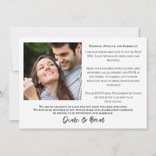 Einfache Zweite Foto-Ehe in einer Hochzeit Ankündigung (Rückseite)