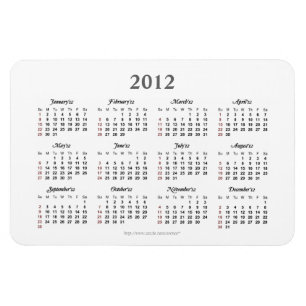Einfacher 2012 Kalender Prämien-Magnet Magnet
