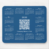 Einfacher 2026-Kalender-Geschäfts-QR-Code auf Blau Mousepad (Vorne)