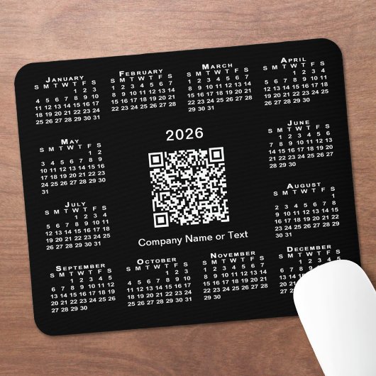 Einfacher 2026-Kalender-Geschäfts-QR-Code auf Schw Mousepad