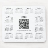 Einfacher 2026-Kalender-Geschäfts-QR-Code auf Weiß Mousepad (Vorne)